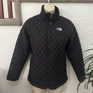 THE NORTH FACE Girl’s Black Quilted Faux Fur Reversible Jacket Size L EUC